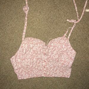 tie strap crop top light mauve